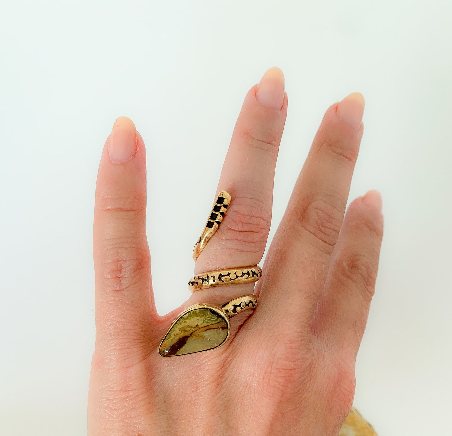 Brown Jasper Snake Ring
