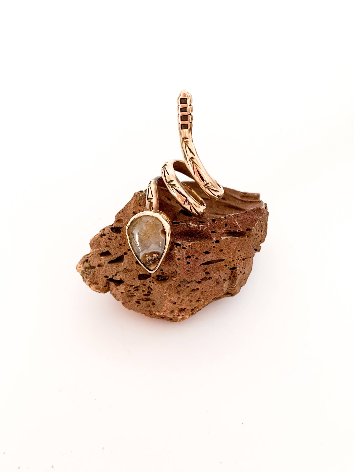 Polished Quartz Snake Ring