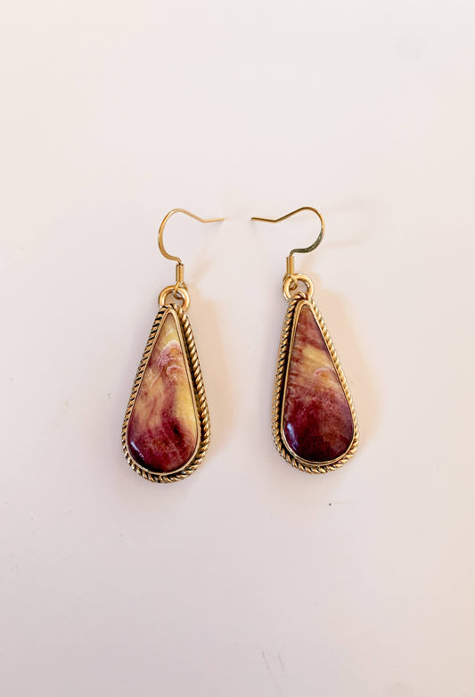 Spiny Oyster Teardrop Earrings