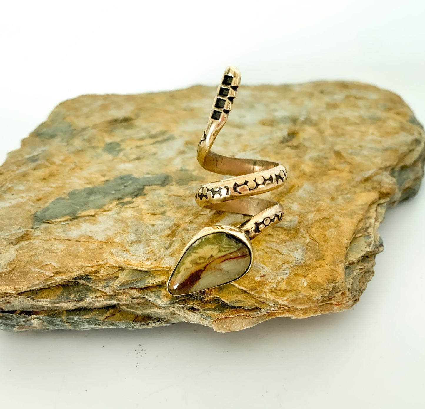 Brown Jasper Snake Ring