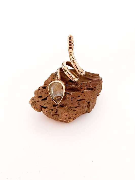 Polished Quartz Snake Ring