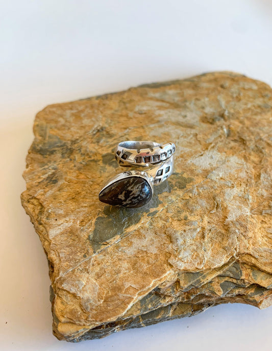 Black Banded Jasper Snake Ring
