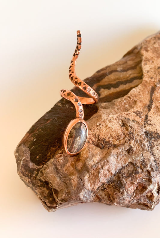 Banded Jasper Snake Ring